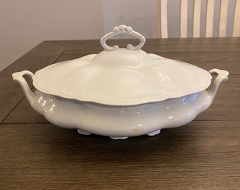 Antique White Oval Tureen: WH Grindley The Marquis England