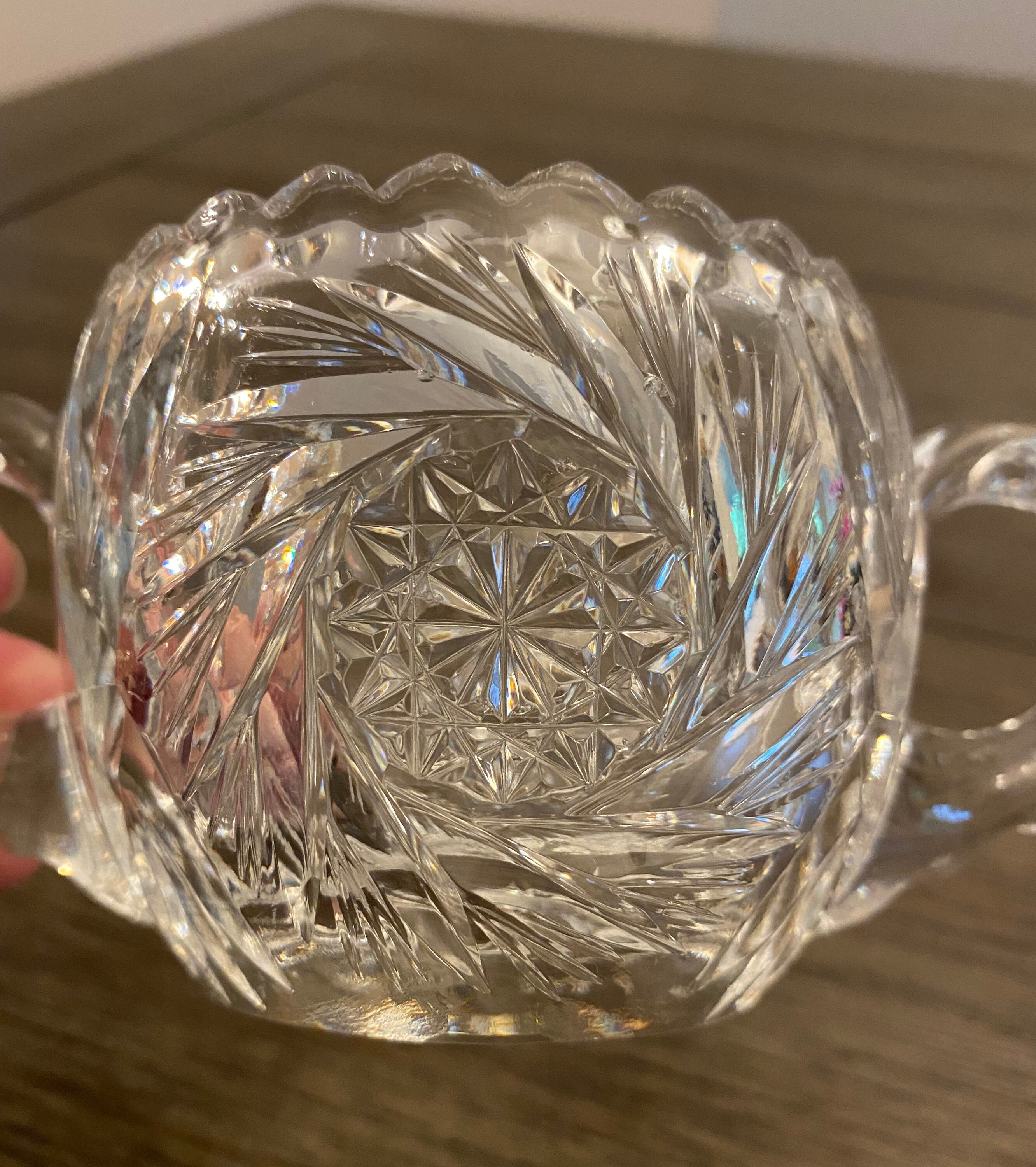 Antique American Brilliant Cut Crystal Creamer and Sugar Set