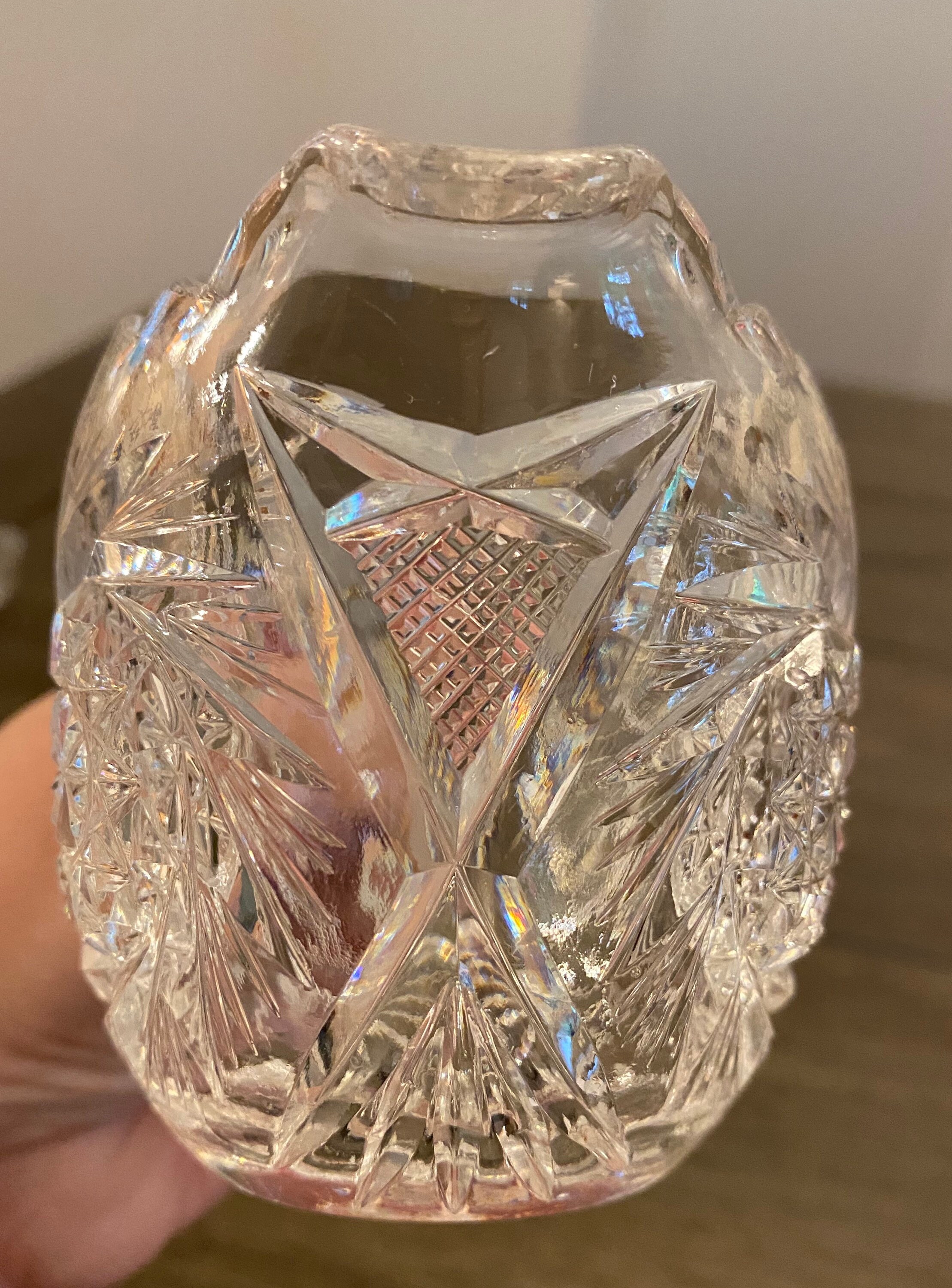 Antique American Brilliant Cut Crystal Creamer and Sugar Set