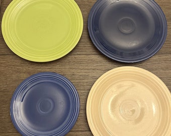 Vintage Fiesta Plates: Mixed Color Dinnerware Set of 4
