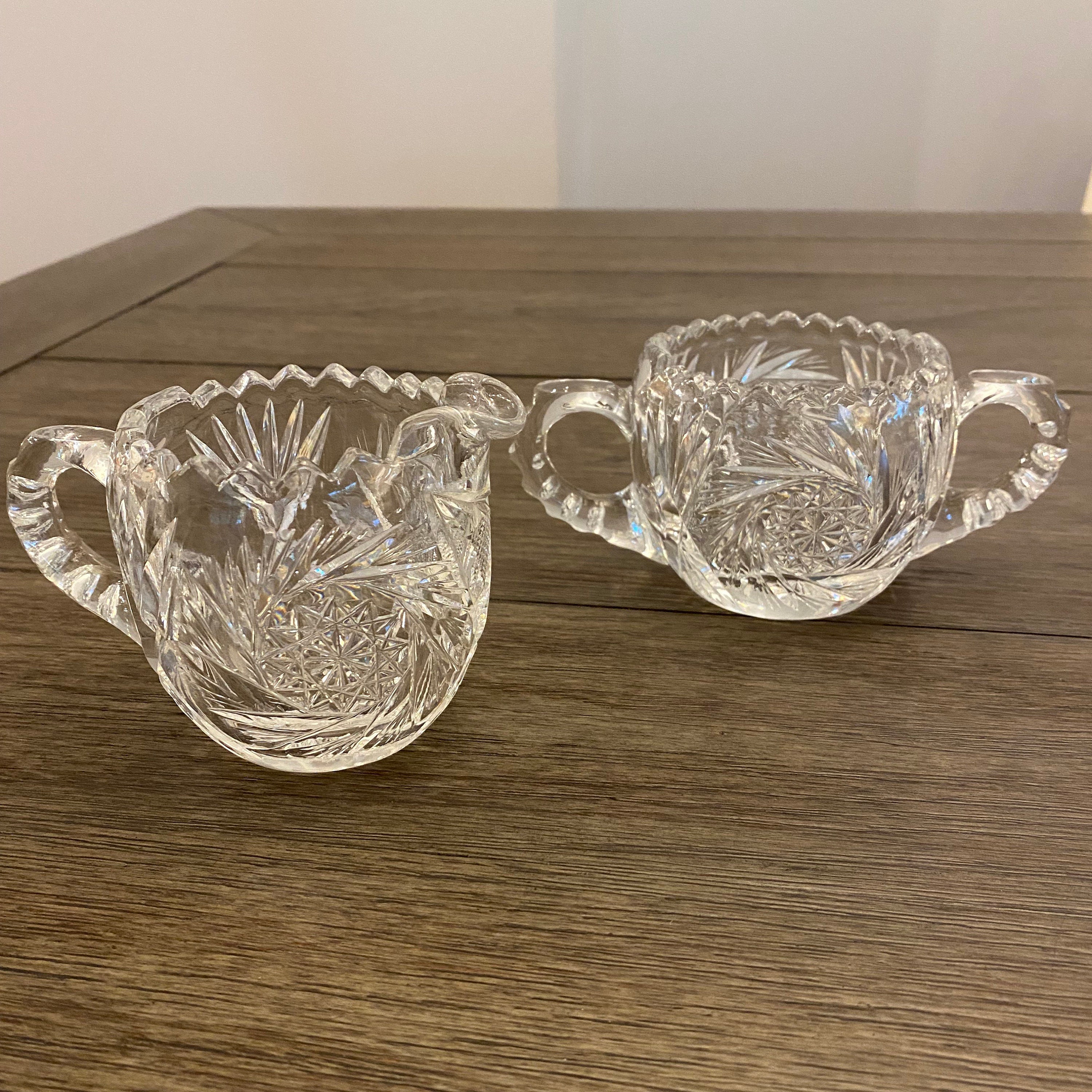 ★アメリカンビューティー★シュガー&クリーマー Antique American Brilliant Cut Crystal Creamer and Sugar Set