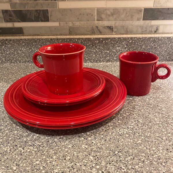 Red Fiestaware Plate Etsy