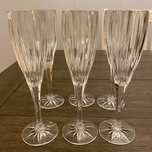 Set of 6 Mikasa Crystal Champagne Flutes Cachet Gold Swirl Cut 6 Panel Stem  Fine German Crystal Stemware Celebrations Toasting Set -  Denmark