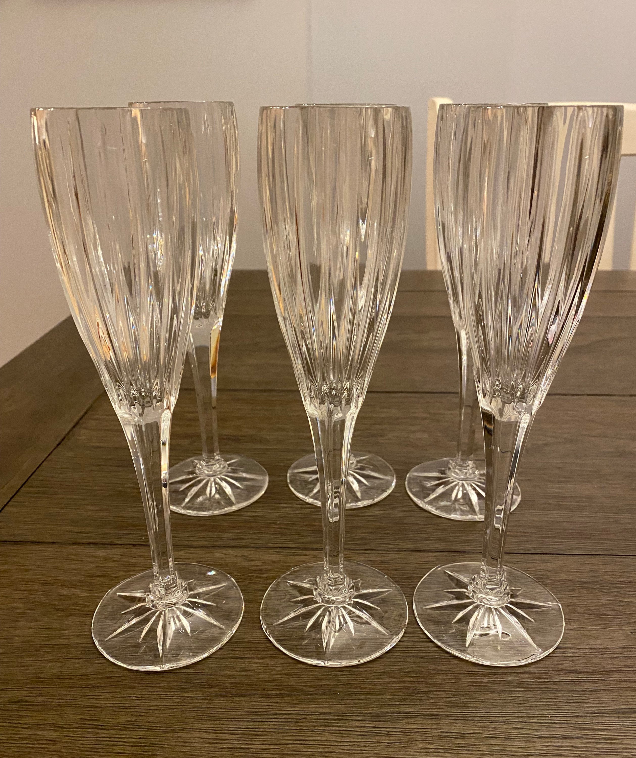 Vintage Mikasa Old Dublin Fluted Champagne Glasses 8 7/8” - Crystal Set Of  2