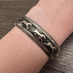 Running Horses Vintage Native American Navajo Sterling Silver Bracelet Running Horses Vintage Native American Navajo Sterling Silver Bracelet