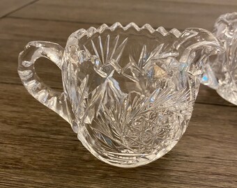 Antique American Brilliant Cut Crystal Creamer and Sugar Set
