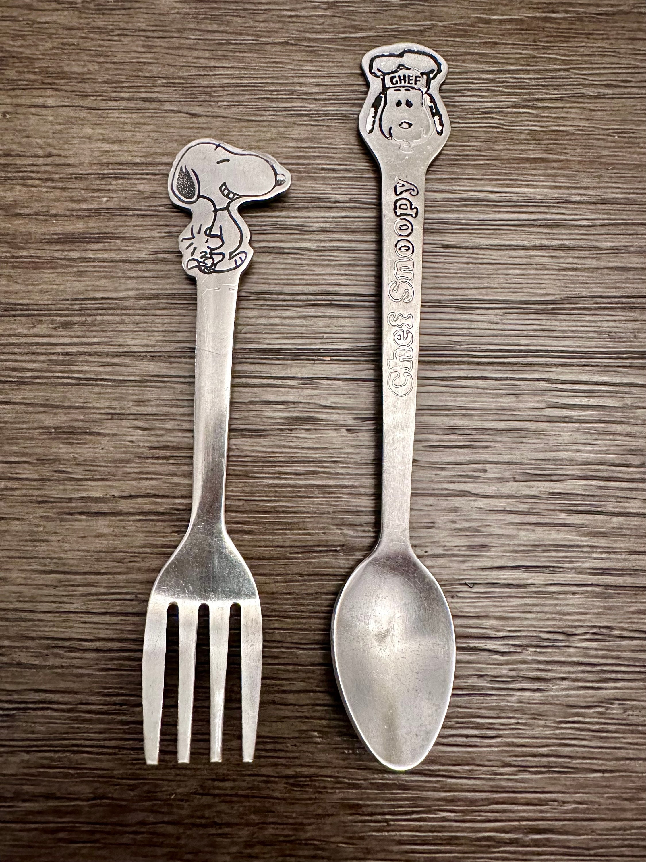 Vintage Snoopy Children's Flatware, Snoopy Utensils, Chef Snoopy