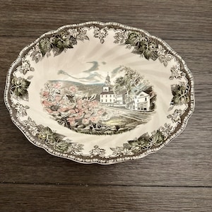 Vintage Johnson Brothers The Friendly Village Oval Serving Bowl