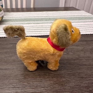 Vintage Wind-Up Jumping Dog Toy: Mechanical Puppy with Wagging Tail