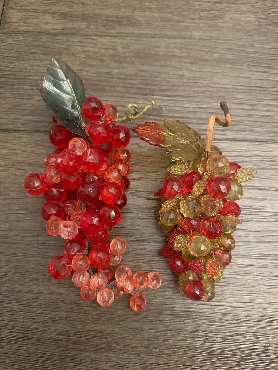 Vintage Lucite Faceted Grape Cluster, MCM Grapes, Lucite Faceted Grapes