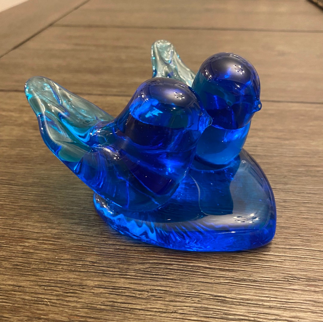 Vintage Bluebird of Happiness, Blue Glass Bluebird, Pair of Bluebirds
