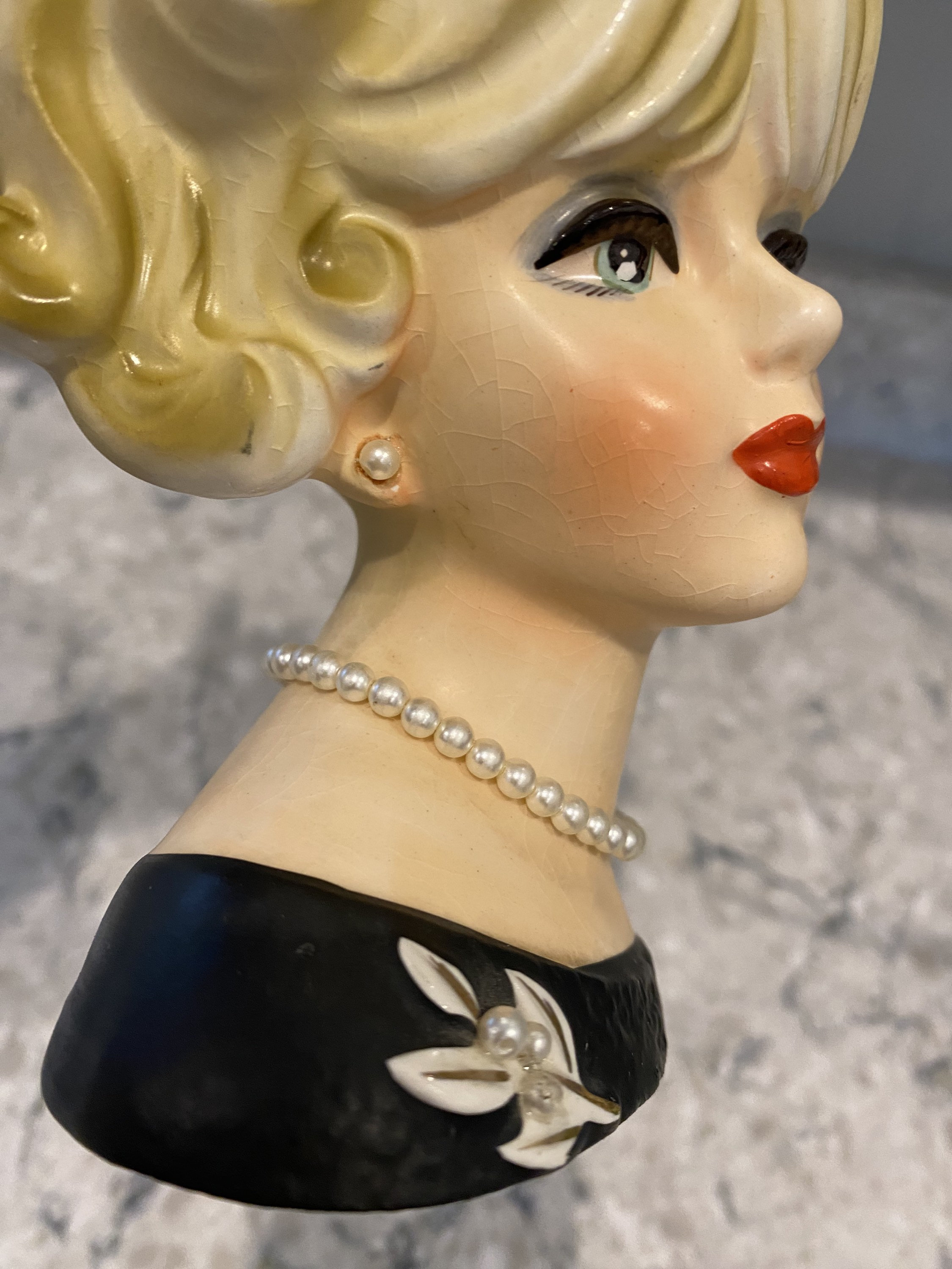 Vintage Lady Head Vase Napcoware Head Vase Blonde Pearl Etsy