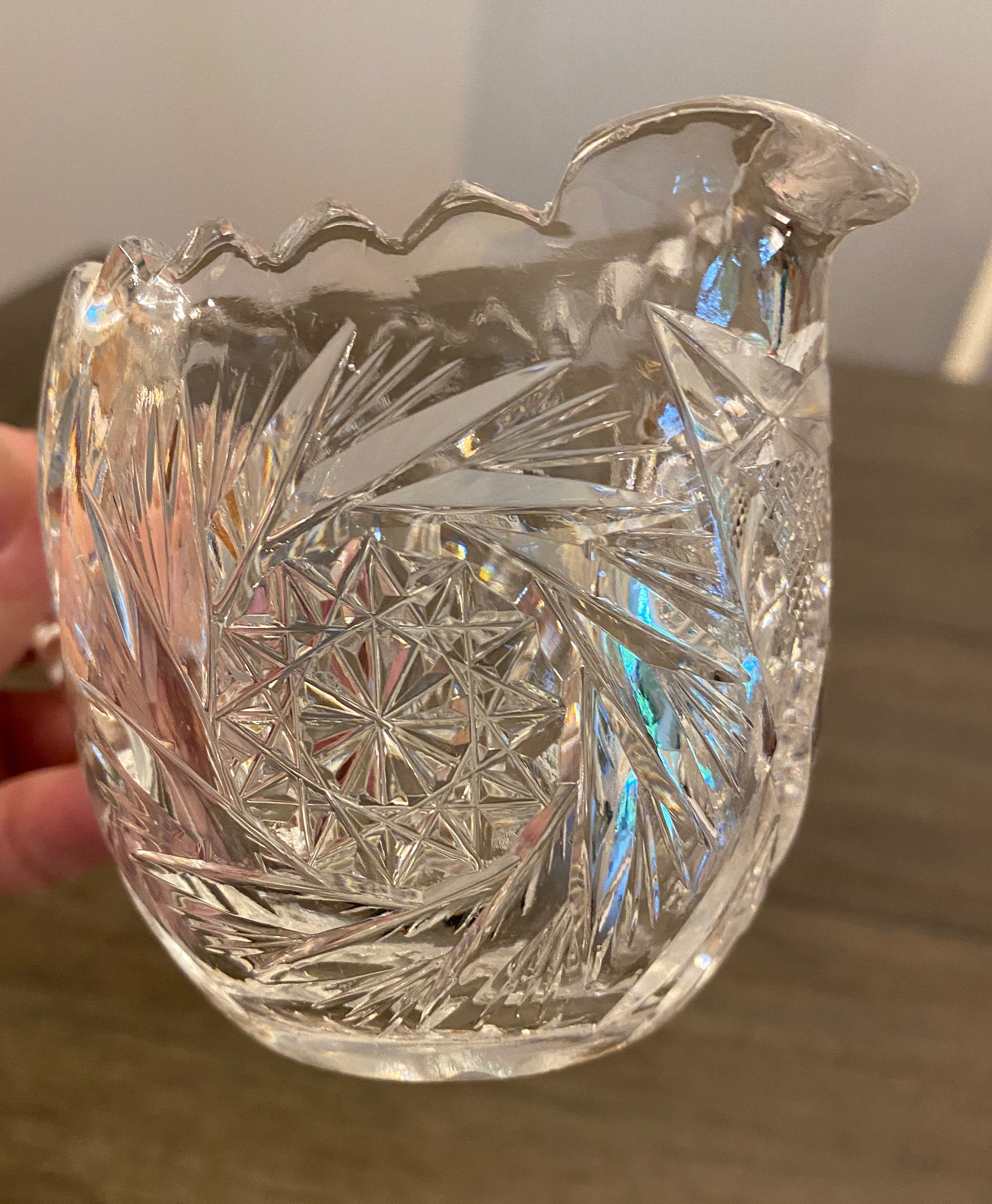 Antique American Brilliant Cut Crystal Creamer and Sugar Set