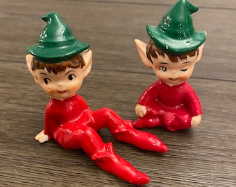 Elfes Figurines Porcelaine Pixie Girl Red Hair Elf Vintage