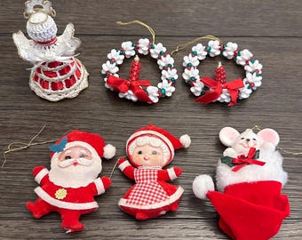 ✨ふーちゃん　サンタクロース＆ミセスクロース人形セット新品✨ Vintage Christmas Ornament Set: Flocked Santa, Mrs. Claus, Avon