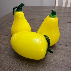 Blown Glass Fruit Set: Yellow Pear & Mango Paperweights