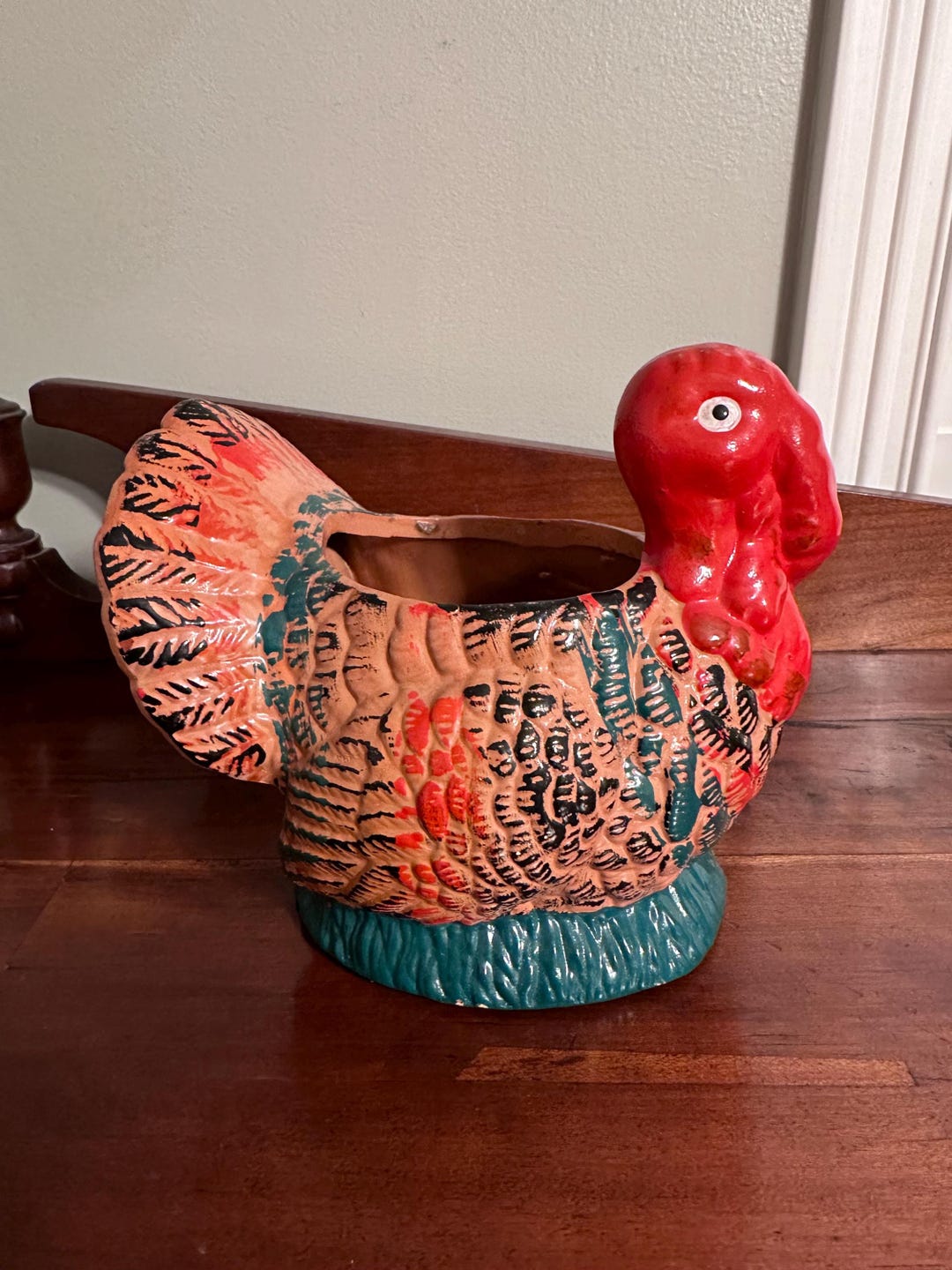 Vintage Turkey Planter: Thanksgiving Table Decor, Utensil Holder - Etsy