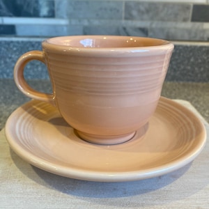 Vintage Fiesta Apricot Teacup & Saucer/Homer Laughlin/Fiestaware Teacup and Saucer/Apricot Fiesta/Fiesta/Fiestaware/T4