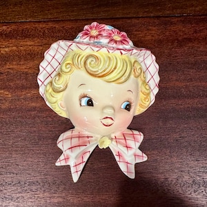 Vintage Lefton Miss Dainty Wall Pocket, Vintage ESD Lefton Wall Pocket, Miss Daisy Wall Hanging, Vintage Wall Pocket, Miss Dainty Daisy, USD