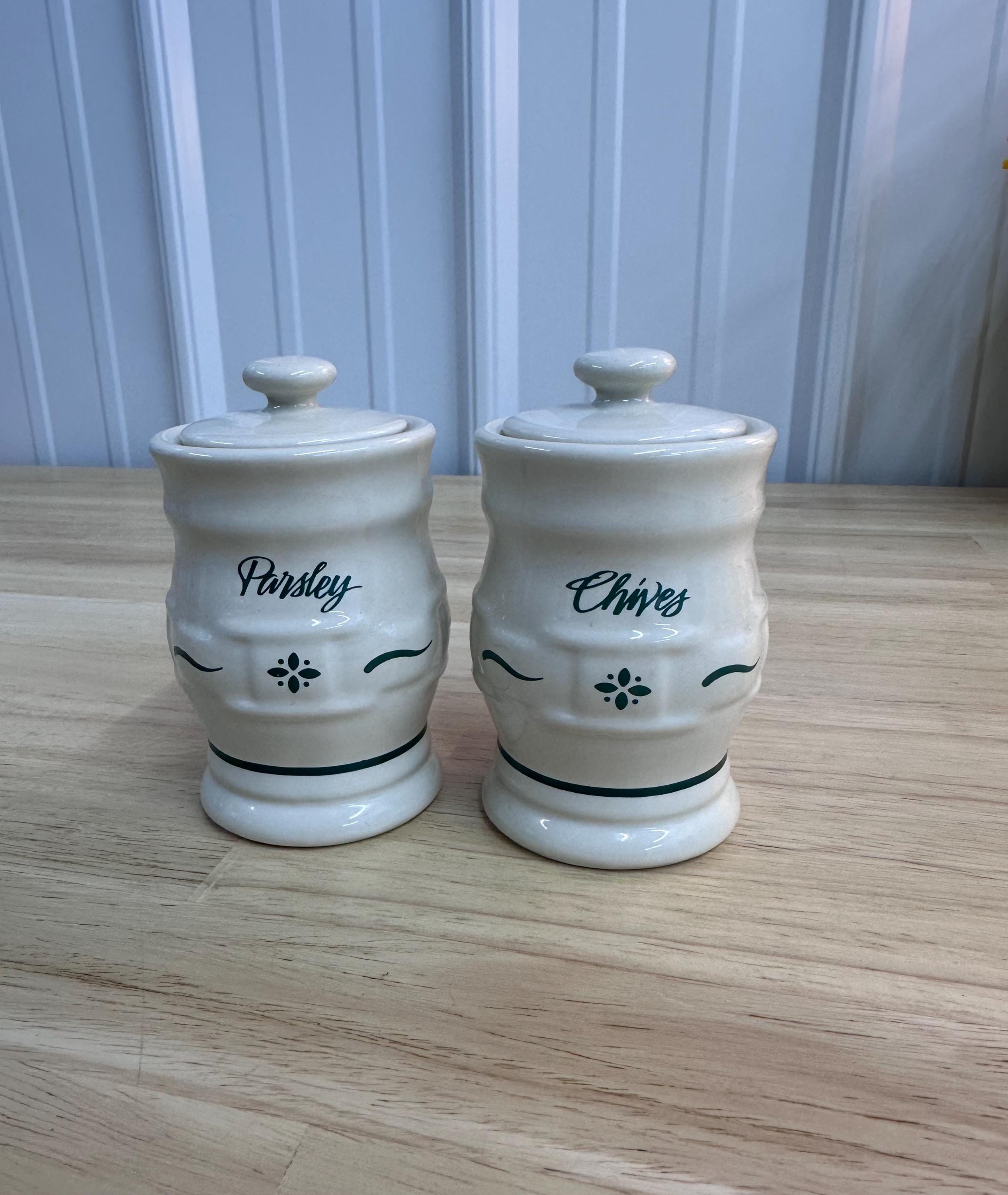 Longaberger Woven Traditions Heritage Green Spice Jar With Lid