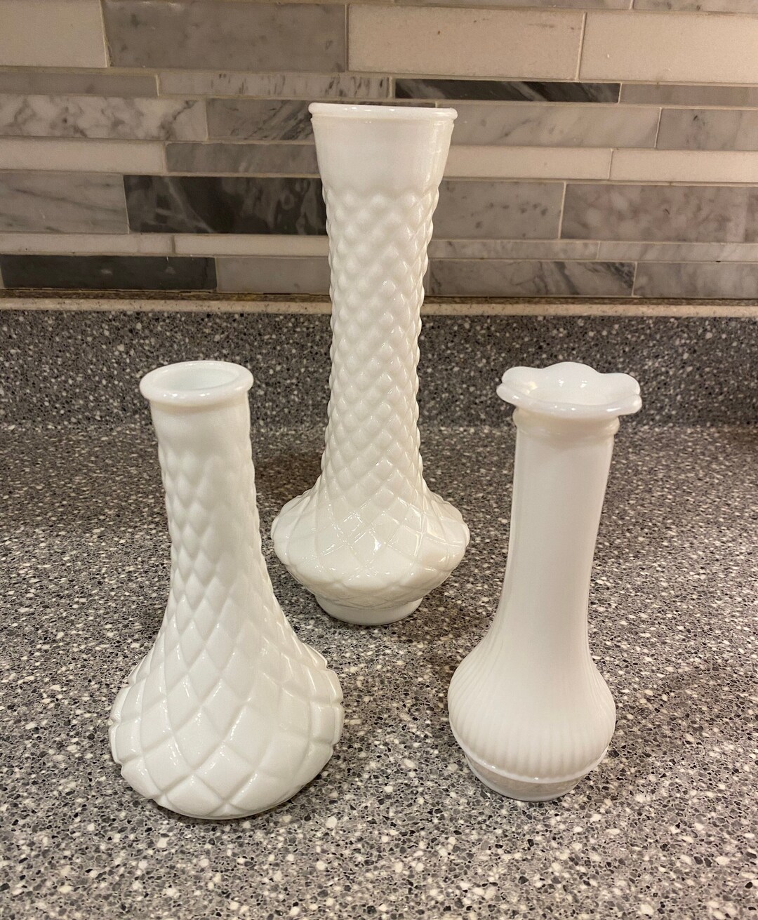 Vintage Milk Glass Flower Vase, Milk Glass Vases, Vintage Flower Vase