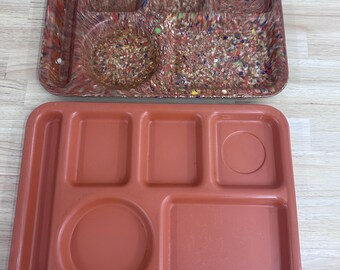 Vintage Speckled Divided Tray, Plastic Food Tray, Picnic Camping Gear, Vintage Cafateria Tray, TV Food Tray, King Line Divided Food Tray