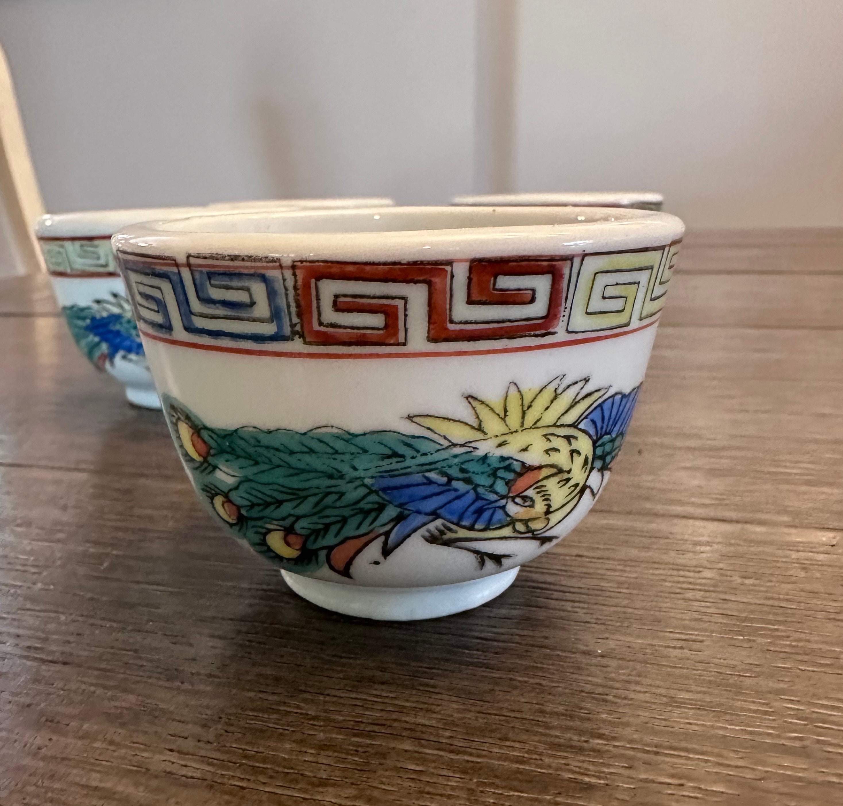Vintage F S Louie Co Dragon Phoenix Tea or Saki Cup, Chinese