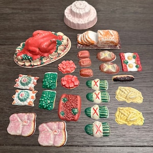 Vintage Celluloid Pretend Play Food: Molded Toy Lot
