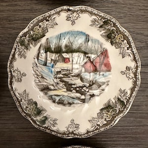 Vintage Johnson Brothers Friendly Village Saucers - The Ice House, Set of 8