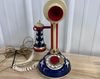 Vintage Patriotic Candlestick Telephone: Western Electric Rotary Phone