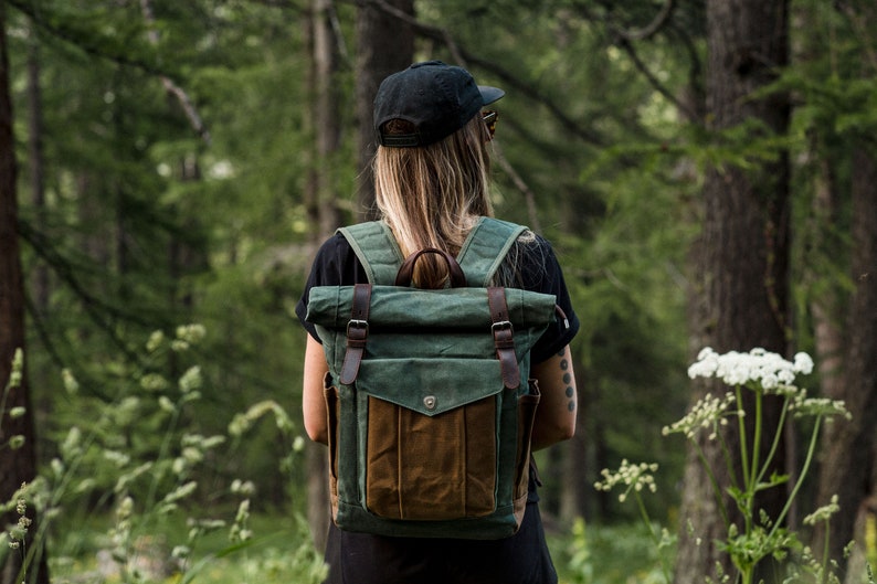 Waxed Canvas Roll Top Backpack LUND Etsy