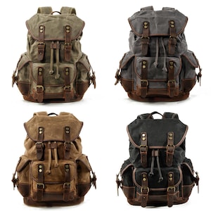 Canvas Hiking Backpack Vintage Backpack Canvas Rucksack School Backpack Travel Backpack for Men & Women UPPSALA zdjęcie 10