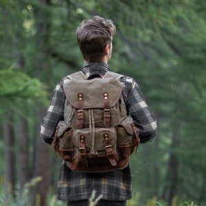 Canvas Hiking Backpack Vintage Backpack Canvas Rucksack School Backpack Travel Backpack for Men & Women UPPSALA image 4