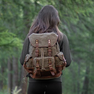 Canvas Hiking Backpack Vintage Backpack Canvas Rucksack School Backpack Travel Backpack for Men & Women UPPSALA zdjęcie 5