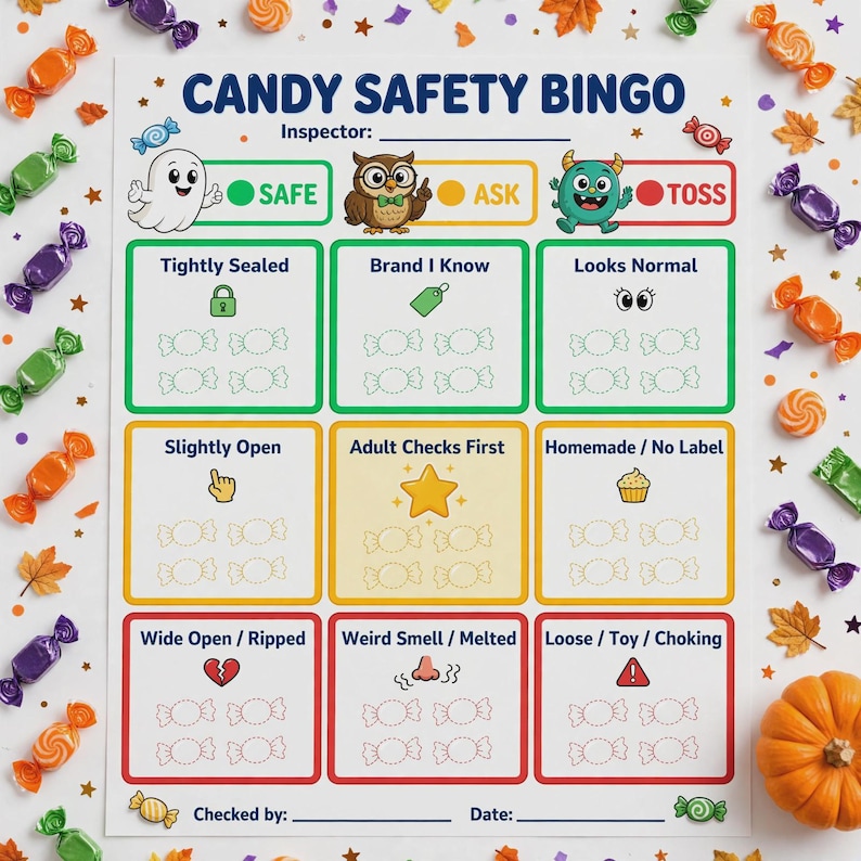 Candy Safety Bingo - Big Box Edition | Full Page Halloween Sorting ...