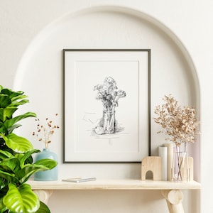 Brócolis | Vaso | Flores | Cozinha | Desenho | Tinta | ARTE DIGITAL PARA IMPRESSÃO | Arte de parede | Pôsteres | Cartão postal | Todos os tamanhos em um só download