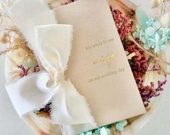 Wedding Vow Books | Vow Books w/ Ribbon | Minimalist Wedding Vows | Gold His + Her Vow Books | To My Husband... Wife... On My Wedding Day