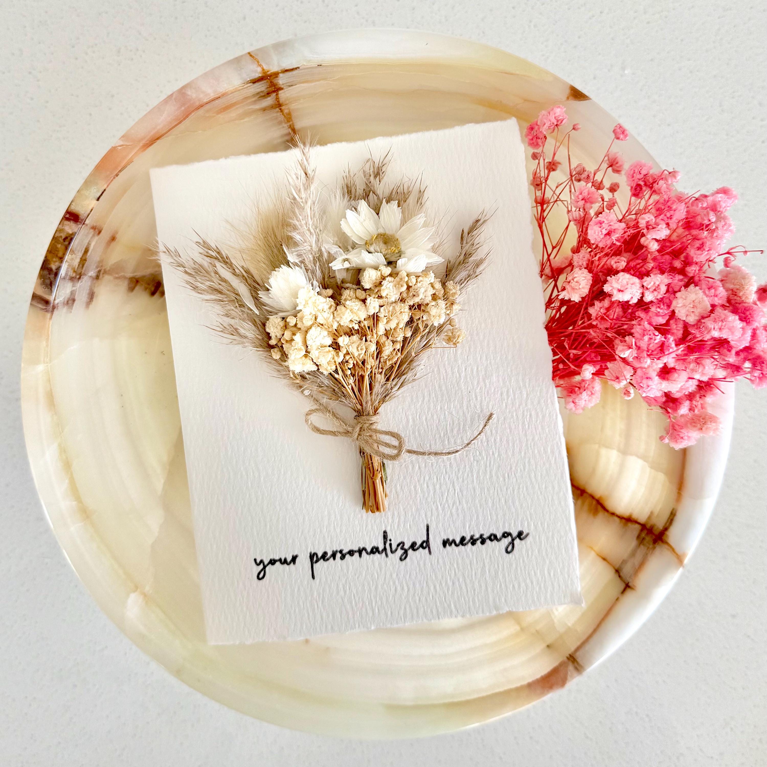 Personalized Floral Card | Custom Card W/ Dried Flowers | Custom Note W ...