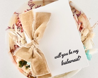 Bridesmaid Proposal Card w/ Ribbon | Maid of Honor Proposal Card w/ Envelope | Deckled Edge Wedding Invitation | Will you be my bridesmaid?