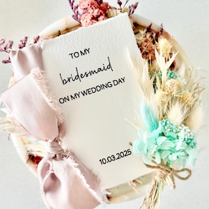 Personalized To My Wedding Day Card | To My Mother... Bridesmaid... On My Wedding Day | Minimalist Wedding Card w/ Ribbon | Deckled Edge