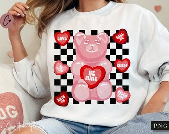 Retro Gummy Bear Candy Hearts PNG, Sublimation Valentine's Day PNG, Retro Valentine Sublimation, Valentine PNG, Digital Download