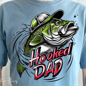 Hooked Dad Bass Fishing png, vissen vader png, vaderdagshirt, ontwerp vissen sublimatie, vaderdag bas png, digitale download