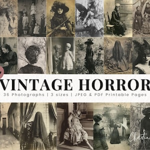 Vintage Horror Fotografien, 36 Vintage Junk Journal Fotos, Gothic Junk Journal, Halloween Scrapbook Fotos