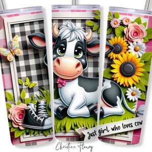 3D nur ein Mädchen, das Kühe liebt PNG, Kuh Tumbler PNG, Farm Girly Sublimation PNG, sofortiger digitaler Download