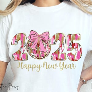 Roze preppy nieuwjaar 2025 png, glitter retro nieuwjaar png, discobal png, penseelstreek png, nieuwjaarscocktail png, roze nieuwjaarsublimatie