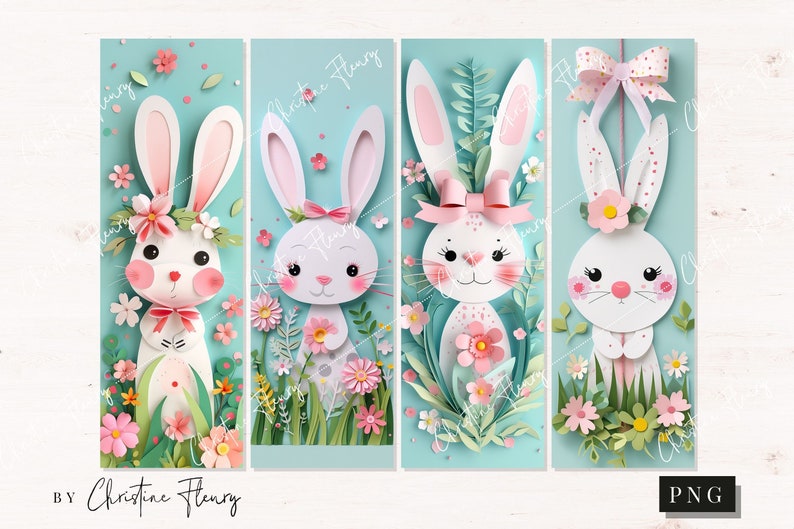 Paper Rabbit Bookmark Cute Paper Bunny Bookmark Designs, Spring Printable Bookmarks ...