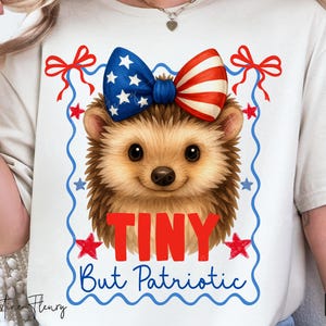Petit mais patriotique PNG drôle, hérisson du 4 juillet Png, sarcastique 4 juillet, tshirt pour enfants 4 juillet, sublimation patriotique, indépendance