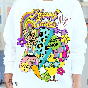 Retro Happy Easter PNG, Groovy PNG, Retro Spring Png, Easter Sublimation Design, Easter Bunny Png, Digital Download