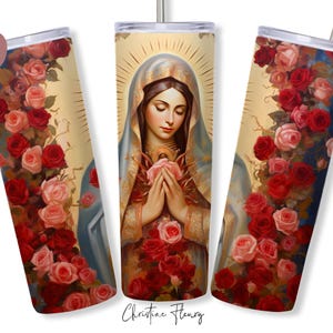 Virgen De Guadalupe Tumbler Wrap PNG, 20 oz Skinny Tumbler Sublimation, Straight & Tapered Tumbler Wrap, Instant Digital Download