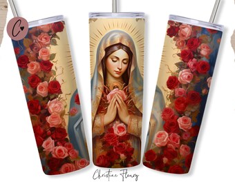 Virgen De Guadalupe Tumbler Wrap PNG, 20 oz Skinny Tumbler Sublimation, Straight & Tapered Tumbler Wrap, Instant Digital Download